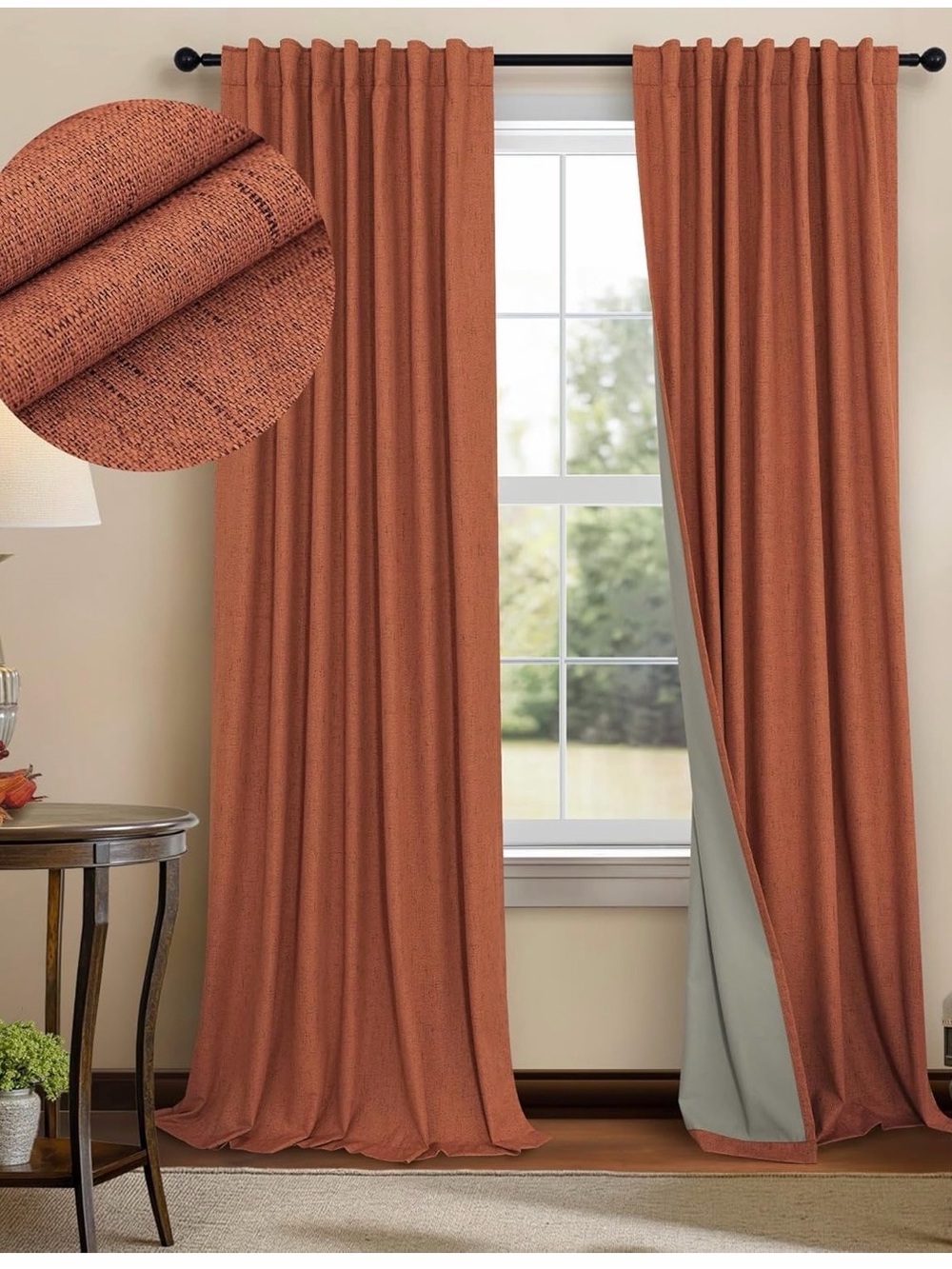 Pitalk Reversible Blackout Curtain Panels - Size 52X108in